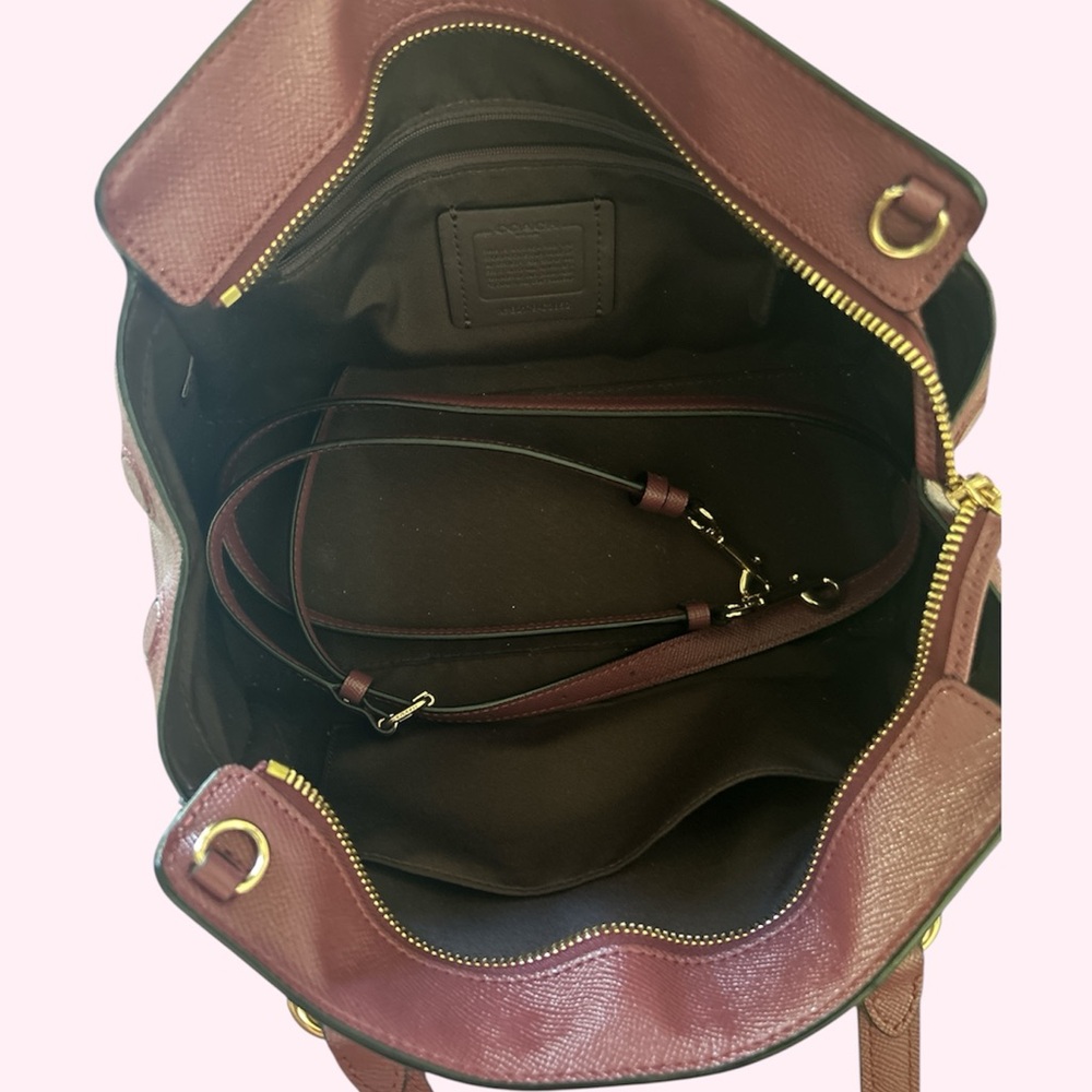 Coach Burgundy Handbag with Gold Hardware - Picture 4 of 7